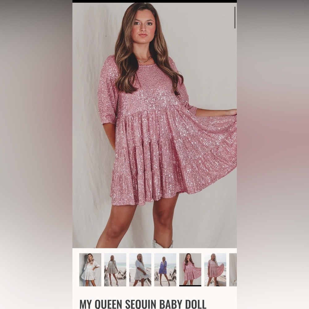 Amazing Lace My Queen Sequin Baby Doll Dress, Size L